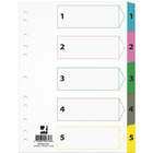 Przekadki Q-CONNECT Mylar, karton, A4, 225x297mm, 1-5, 5 kart, lam. indeks, mix kolorów