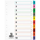 Przekadki Q-CONNECT Mylar, karton, A4, 225x297mm, 1-10, 10 kart, lam. indeks, mix kolorów