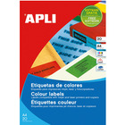 Etykiety kolorowe APLI, 70x37mm, zaokrglone, óte, 20 ark
