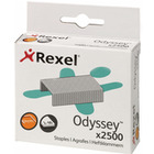 Zszywki REXEL Odyssey, 9mm, 2500szt., wysokowydajne, srebrne