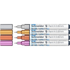 Marker akrylowy SCHNEIDER Paint-It Metallic, 0, 8 mm, etui 4 szt., srebrny, zoty, miedziany, fioletowy