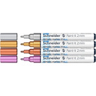 Marker akrylowy SCHNEIDER Paint-It Metallic, 2 mm, etui 4 szt., srebrny, zoty, miedziany, fioletowy