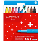 Flamastry akwarelowe CARAN D'ACHE Swisscolor Maxi, 10 szt., mix kolorów