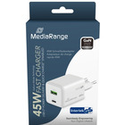 Adapter MEDIARANGE 45W, szybkie adowanie, 1xUSB-C + 1xUSB-A, biay