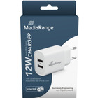 Adapter MEDIARANGE 12W, szybkie adowanie, 2xUSB-A, biay